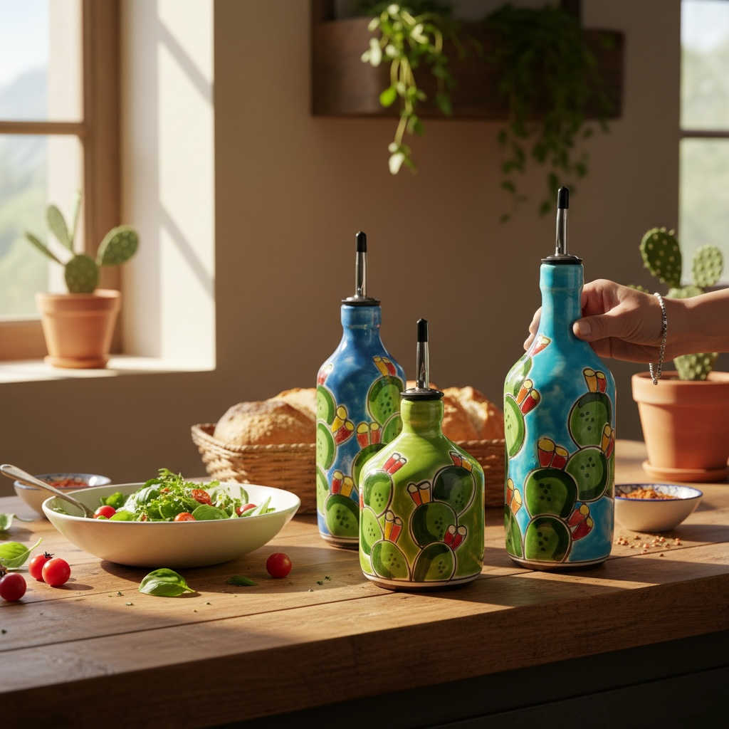 Prickly Pear Bottle with Colored Base