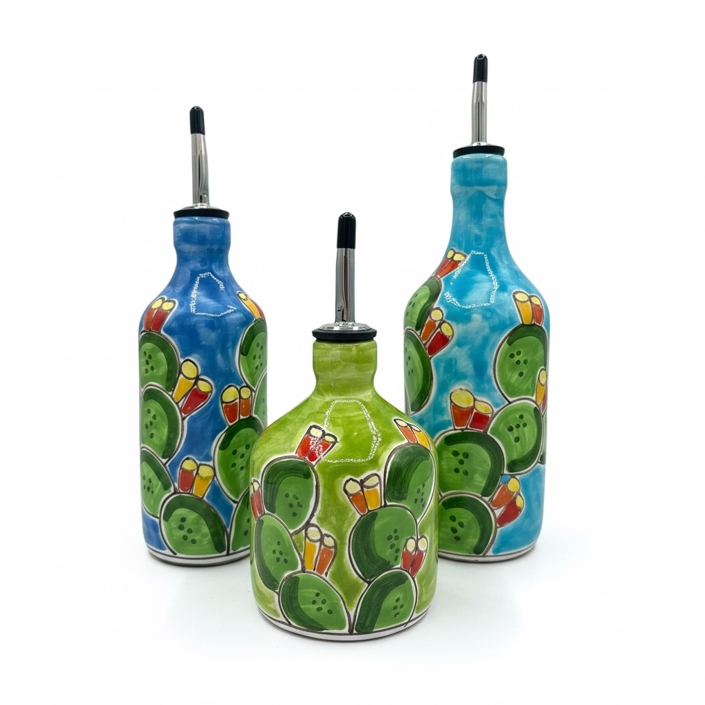 Prickly Pear Bottle with Colored Base