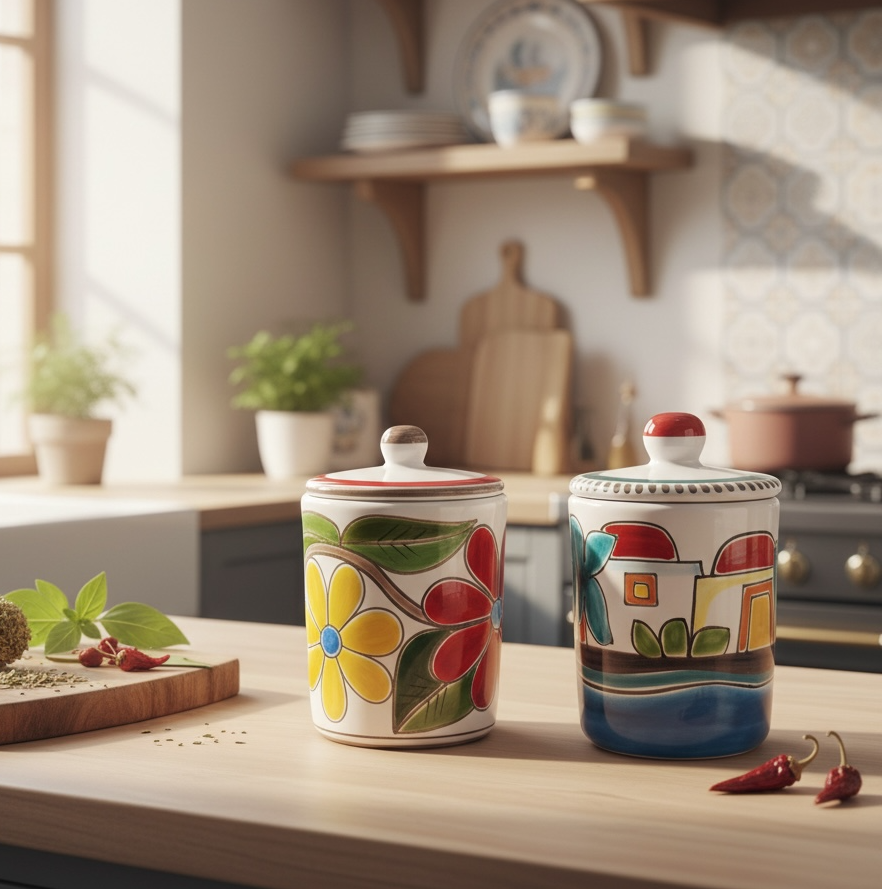 Salt and Sugar Jars - Pantelleria and Daisies