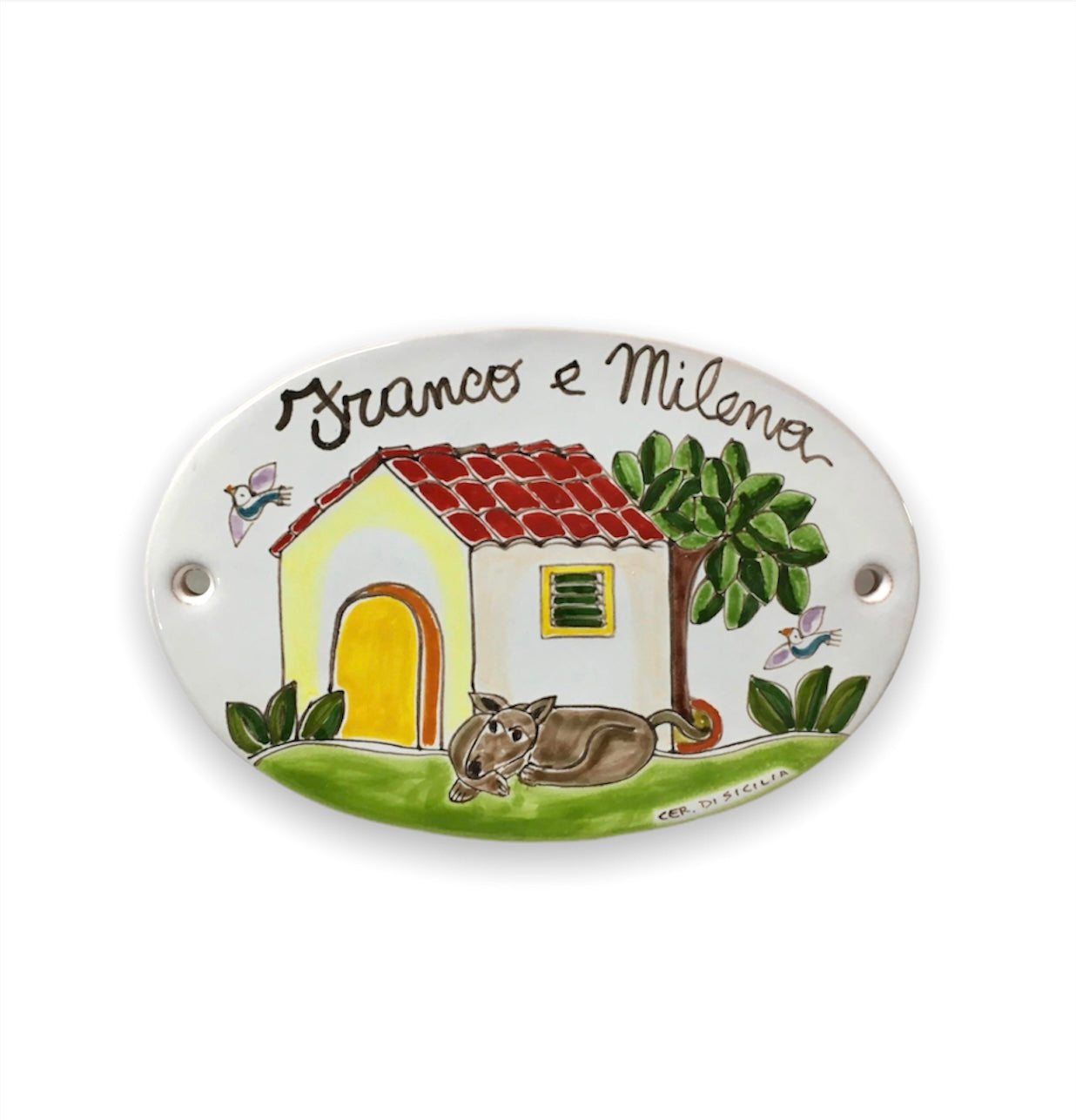 Plate Behind Door House + Dog
