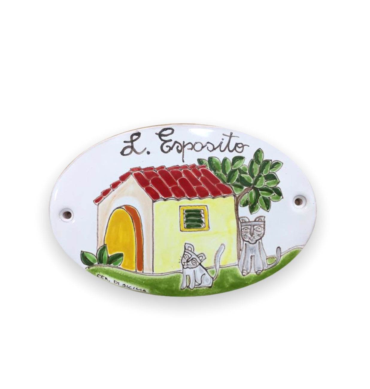 Plate Behind Door House + Cats