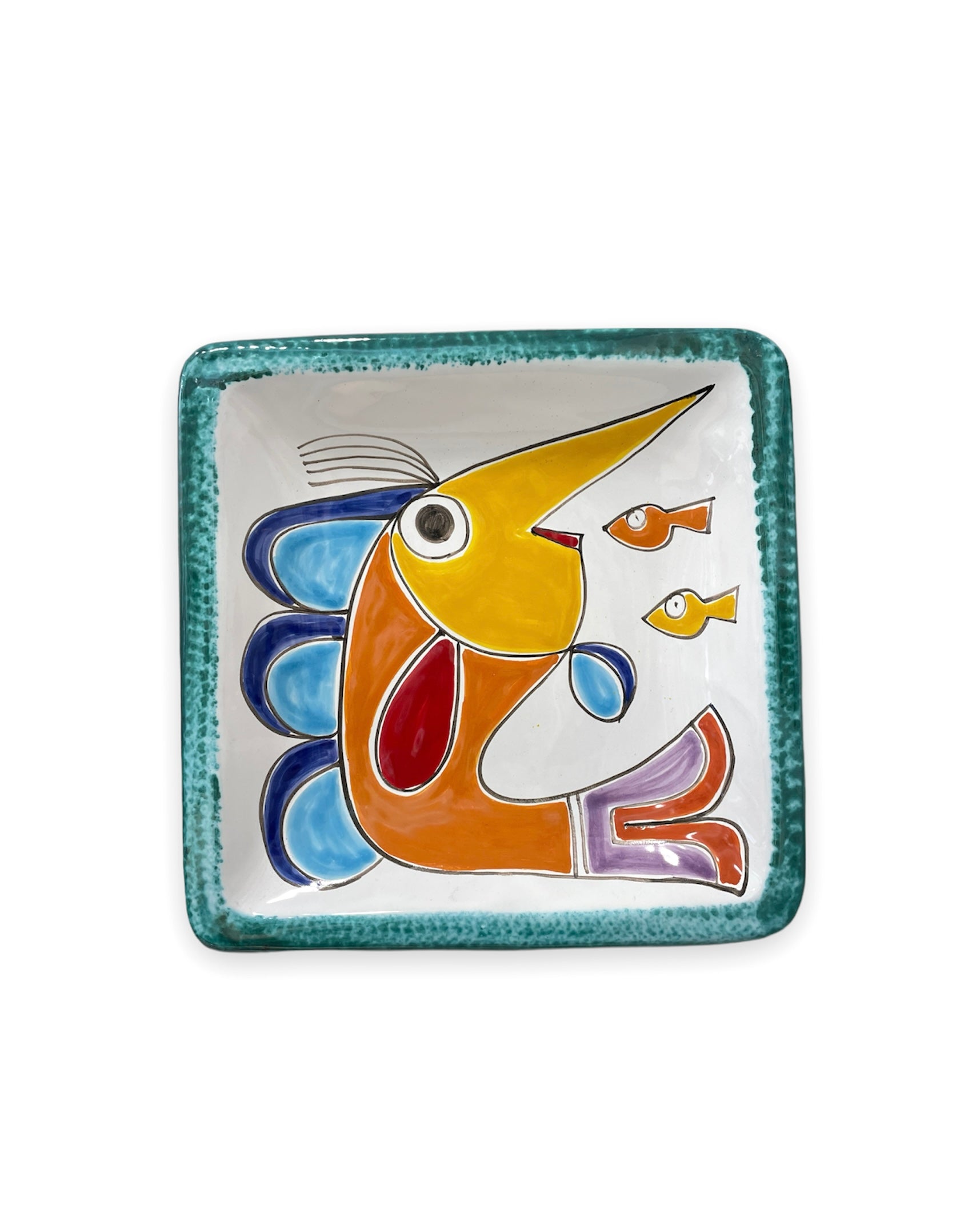 Square Plate with Green Edge Swordfish